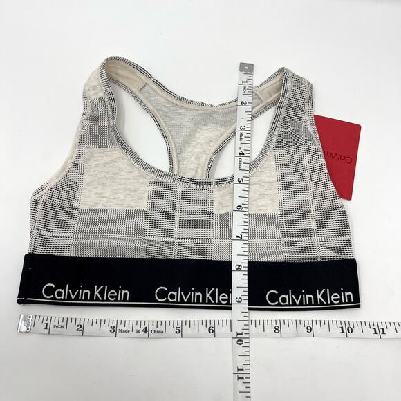 Calvin Klein NWT Plaid Modern Cotton Wireless Unlined Bralette 2 Pk XS Black Tan - Picture 5 of 6